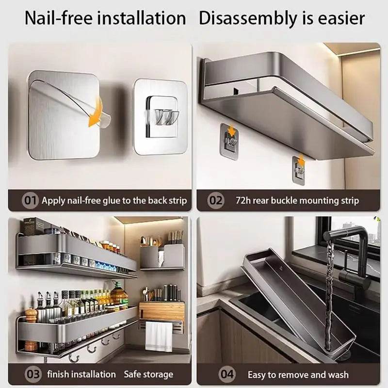 Aluminum Wall-Mounted Spices Rack