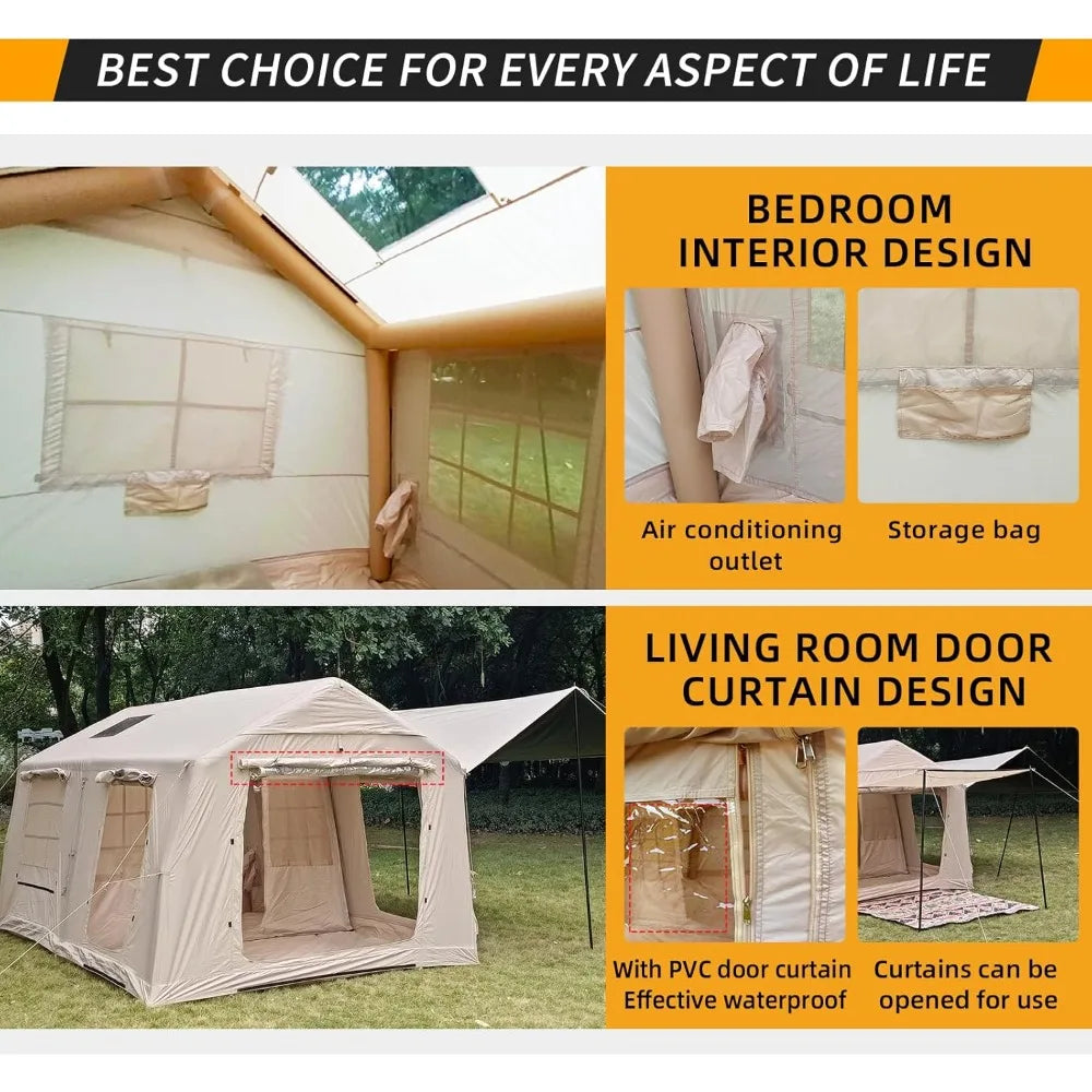 🏕️ 10–12 Person Inflatable Camping Tent