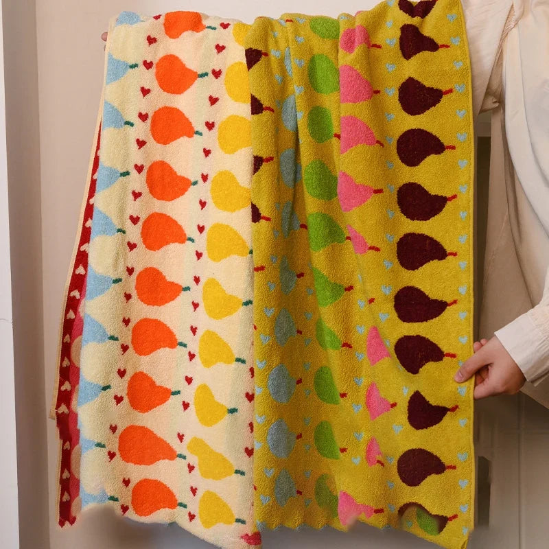 Pear Pattern Cotton Soft & Absorbent Boho Bath Towel