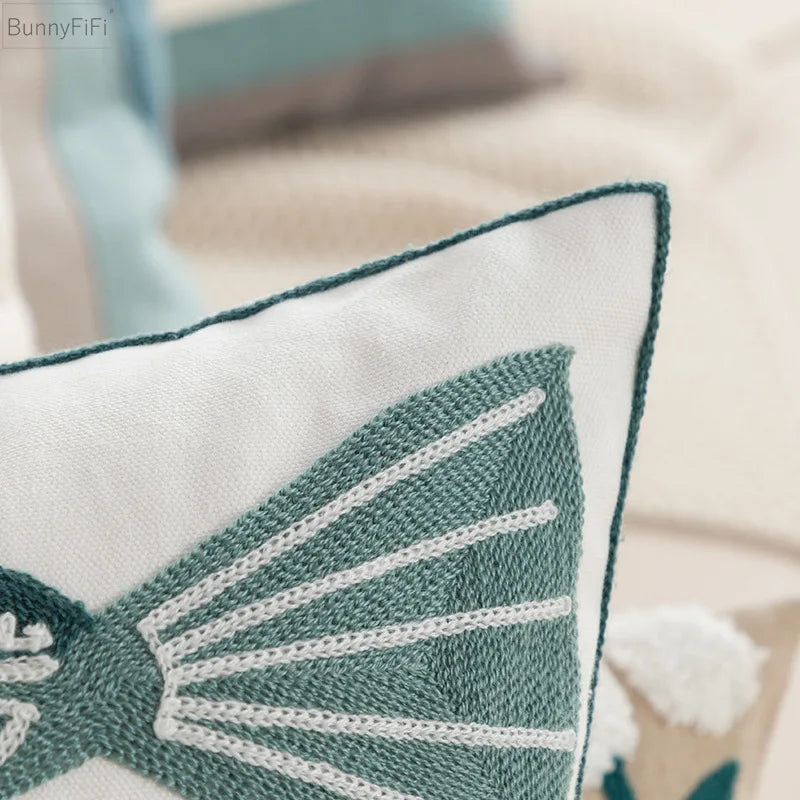🌼 Cozy Embroidered Throw Pillow Cover – Nordic-Inspired Boho Home Decor Accent