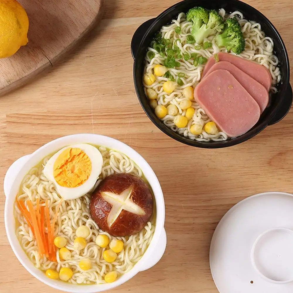 Ramen Bowl with Lid – Microwave-Safe Instant Noodle Bowl with Handles, Heat-Resistant Soup Bowl for Home, Office & Convenience Cooking