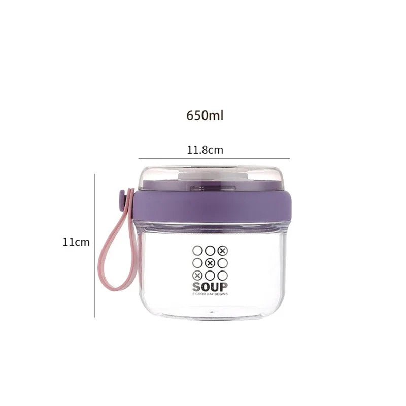 650ml Portable Handheld Breakfast Cup Yogurt Bowl Leak Proof Salad Bento Lunch Box With Spoon