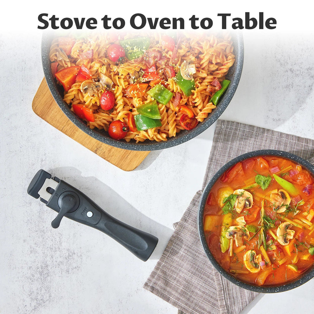 13-Piece Induction Cookware Set – Nonstick Pots and Pans with Removable Handles, Stackable Space-Saving Design for RV, Compatible with All Hobs