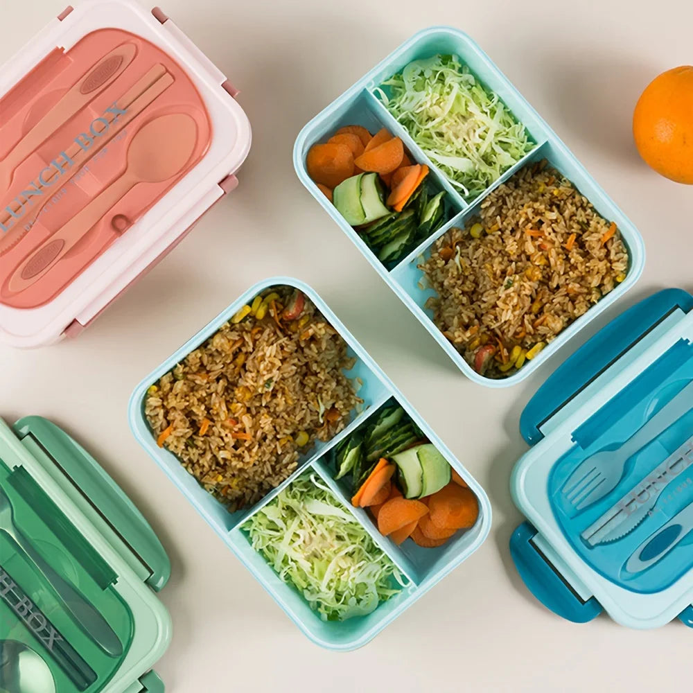 Leak-Proof Square Lunch Box with Utensils – Microwave-Safe Food Container for Office Workers, Students & Kitchen Storage