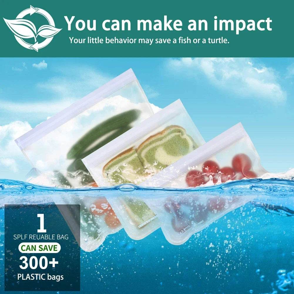 Silicone Food Storage Containers – Stand-Up Zip-Shut Bags