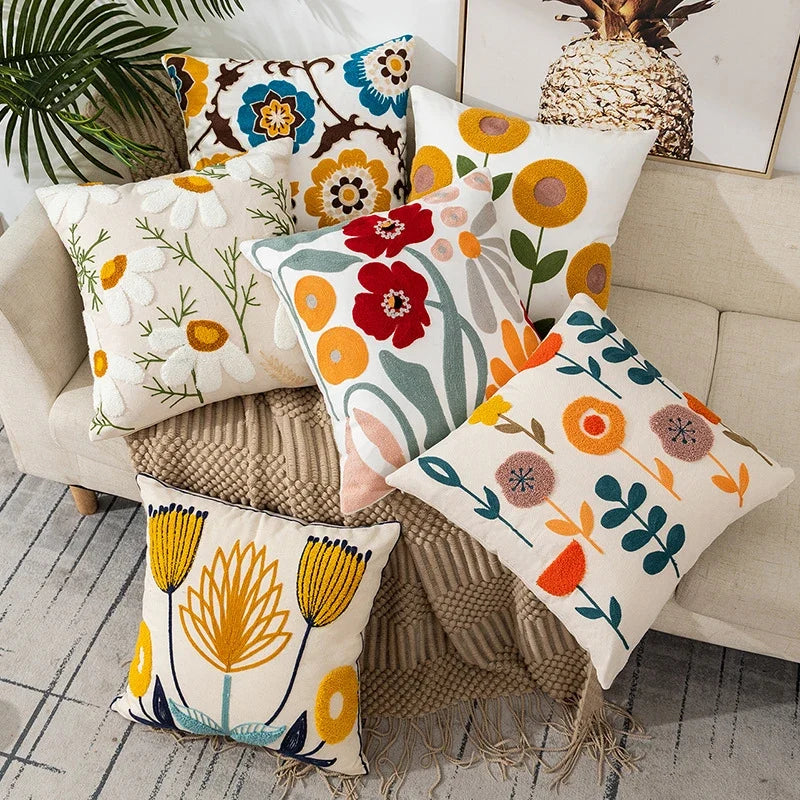 Vintage Floral Embroidered Pillowcase