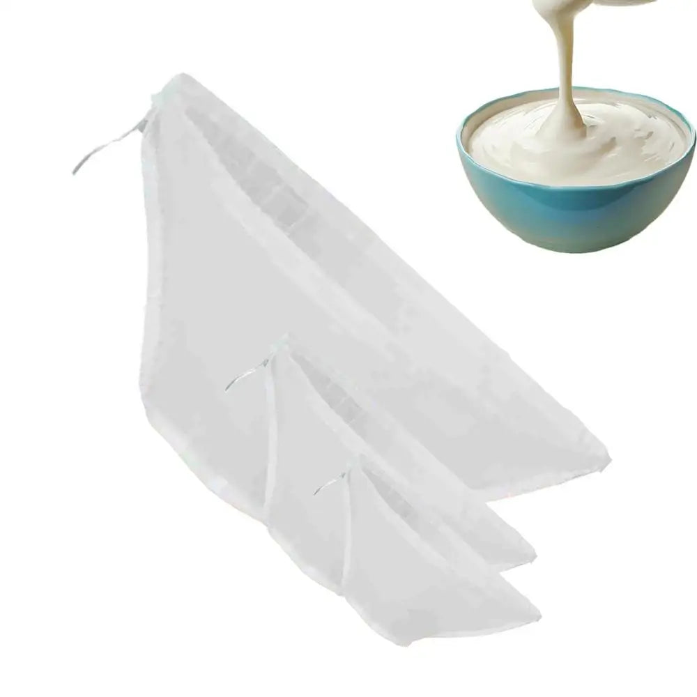 3pcs Soy Milk Bag Reusable Natural Cheese Cloth Bags Dumpling Filling Squeeze Drawstring Bags for Yogurt Nut Strainers