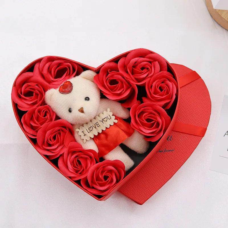Heart-Shaped Rose Soap Flower Gift Box