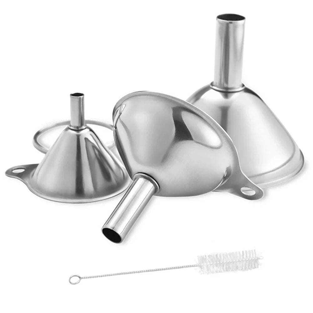 3 Piece Stainless Steel Funnels Set Kitchen Funnel Set Mini Funnel Set for Transferring Liquid Dry Ingredients Powder