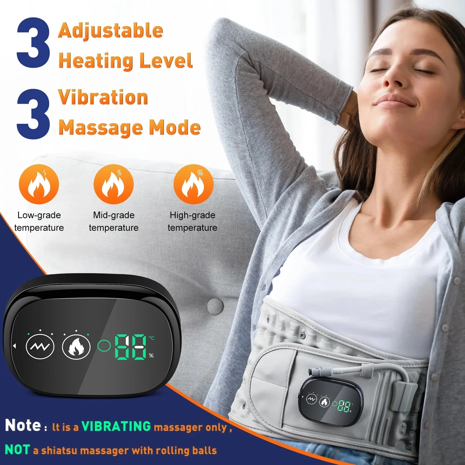 🔥 Heating Waist Massager Belt – Vibration & Inflatable Heated Back Support