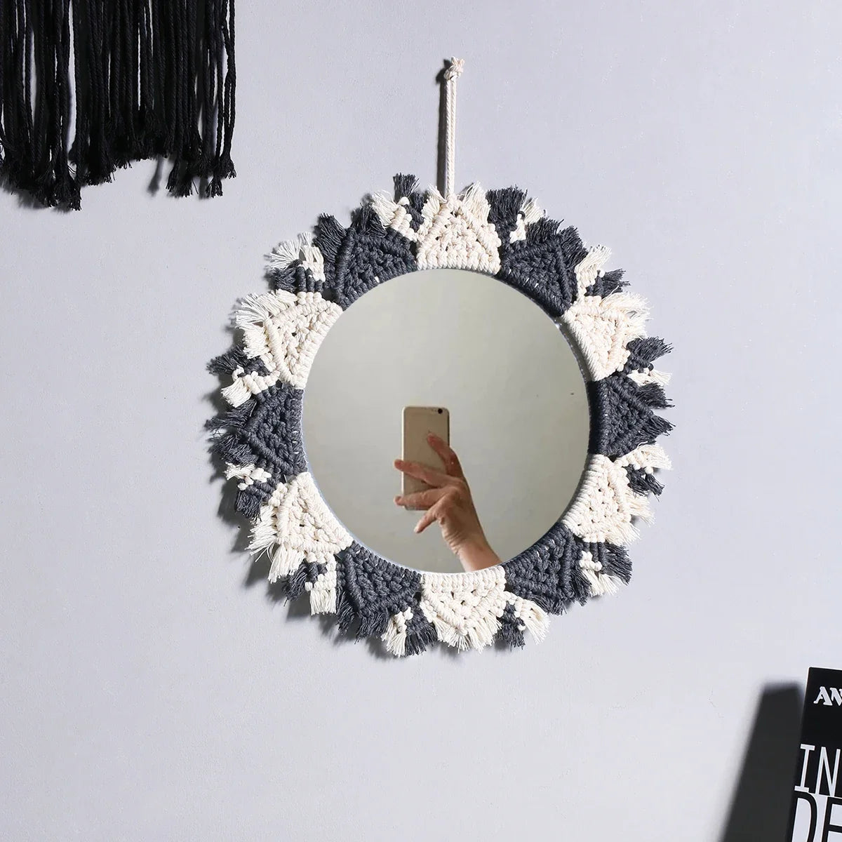 Circular Boho Macrame Wall Mirror
