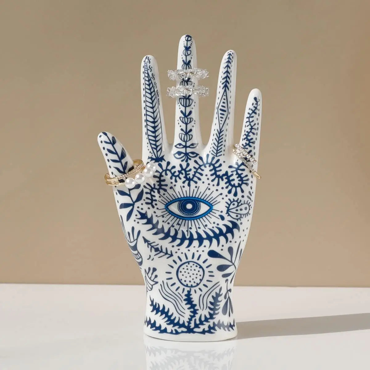 Ceramic Evil Eye Hand Jewelry Holder