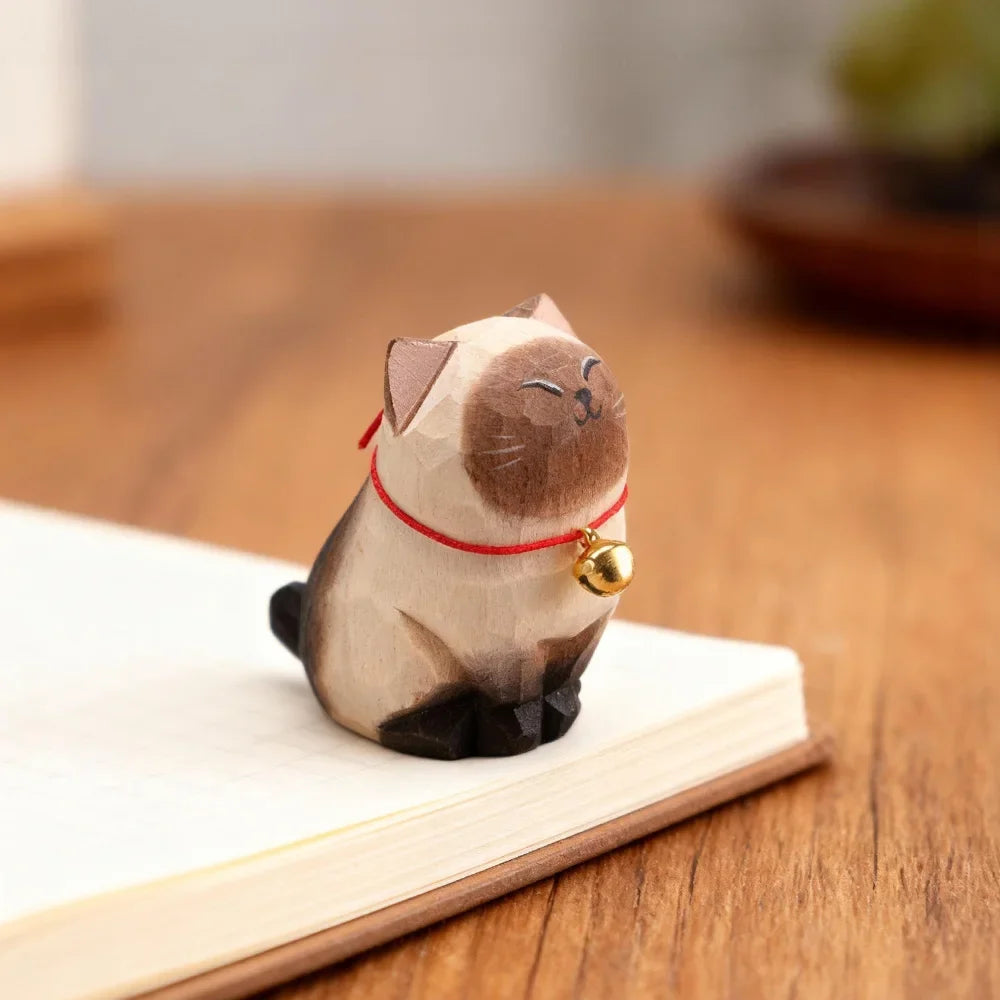 Hand-Carved Wooden Kitten