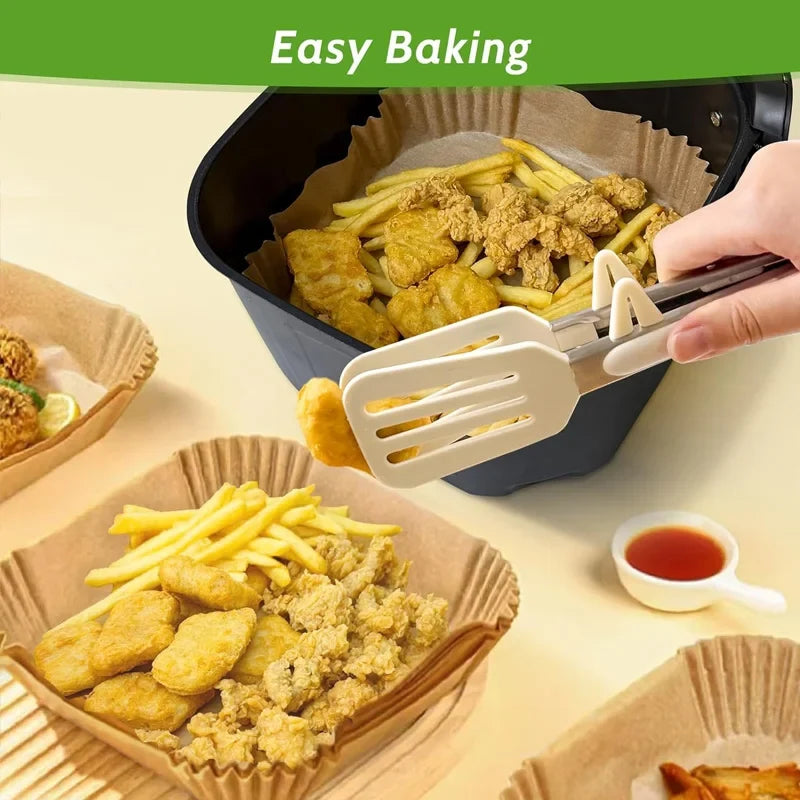 Air Fryer Liner & Steamer/Baking Paper – Silicone Coated, Plant Oil Layer, Oil-Resistant for Home & Bakeries