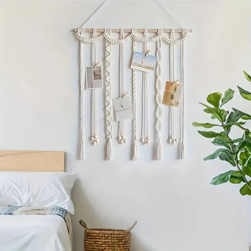 Boho Macrame Photo Display Wall Hanging
