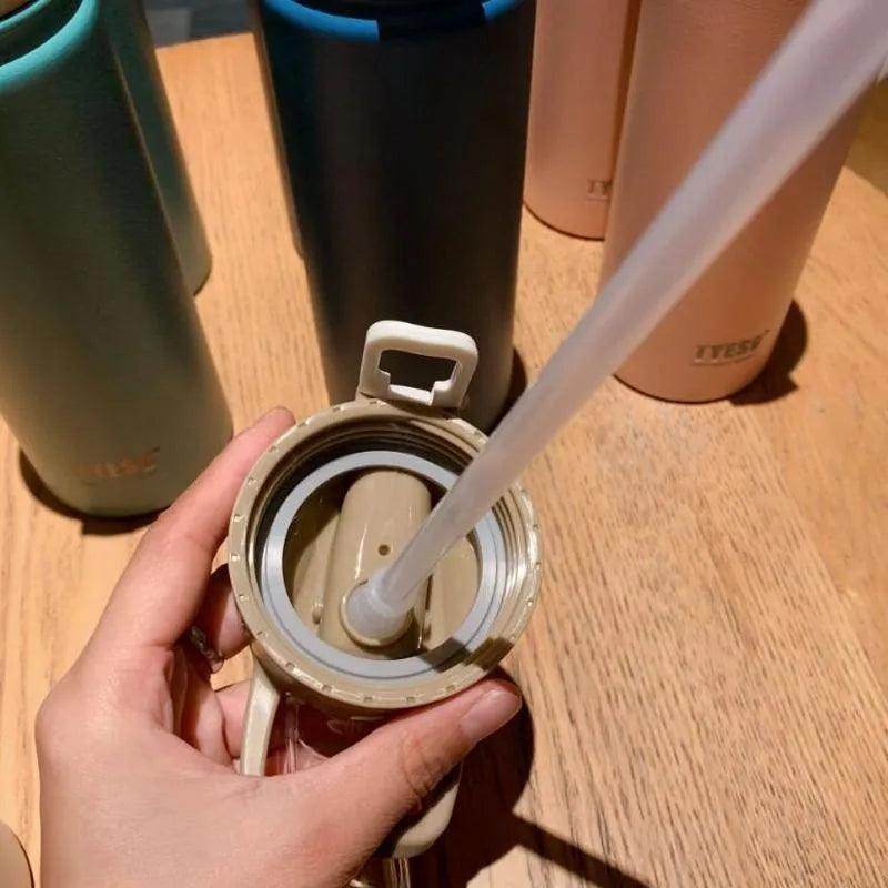 Thermos Bottle with Straw Vacuum Flask