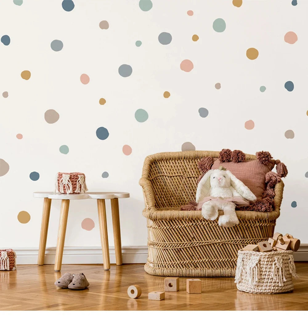 Boho Polka Dot Wall Stickers – Colorful Removable Nursery Decals