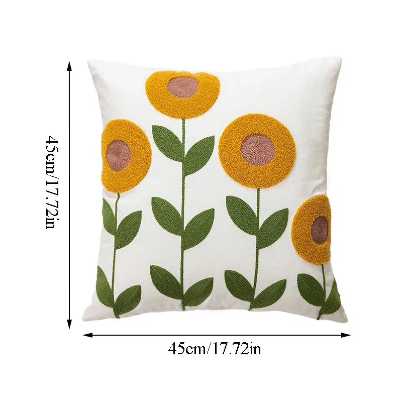 Vintage Floral Embroidered Pillowcase