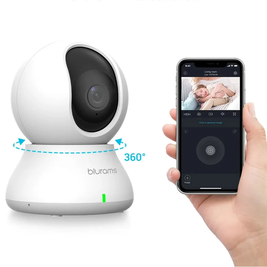 2K 360° PTZ Wi‑Fi Camera Mini Pet Cam