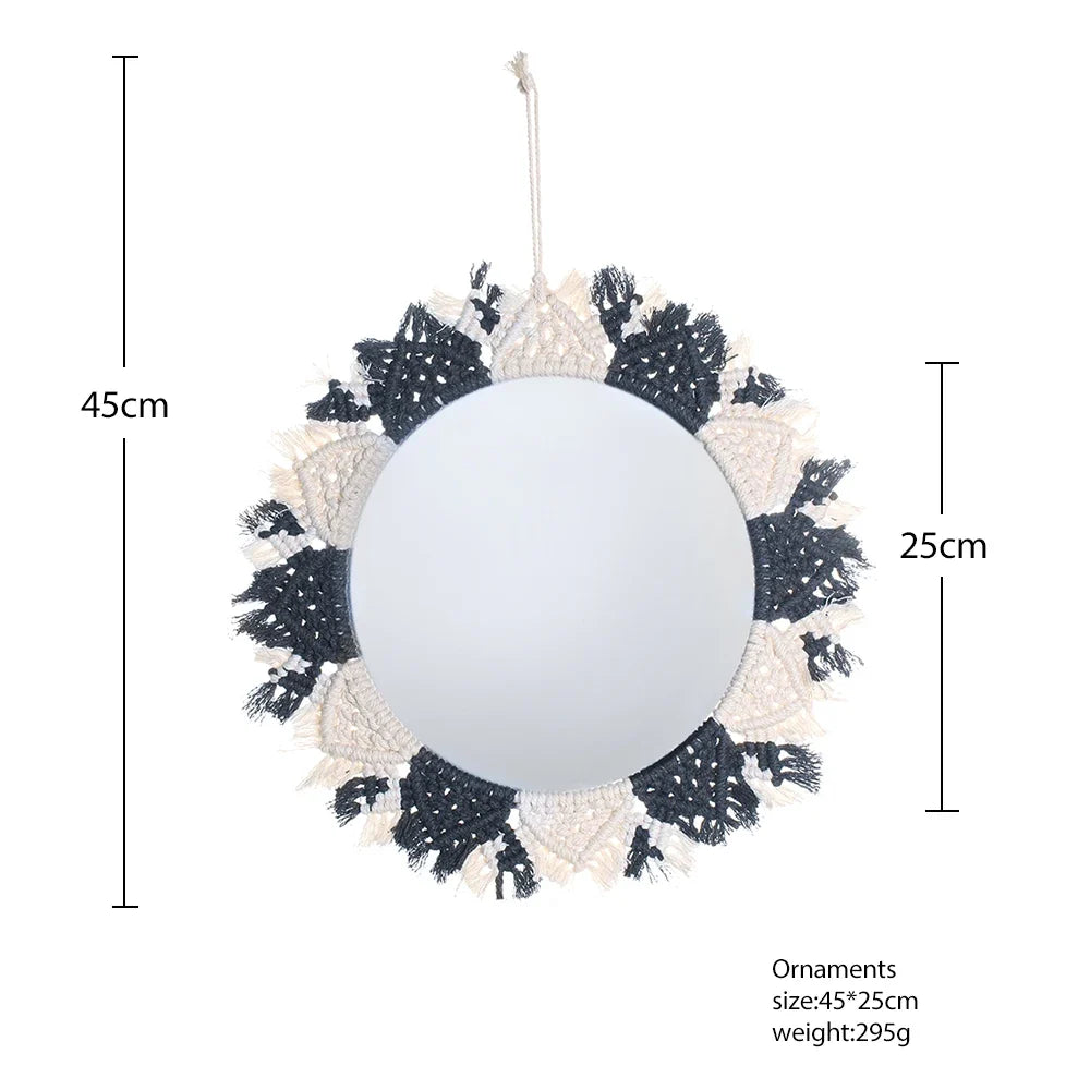 Circular Boho Macrame Wall Mirror