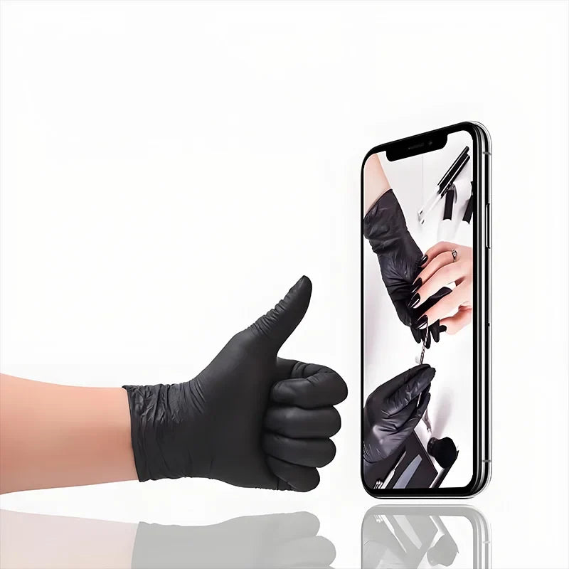 100PCS Black Nitrile Disposable Gloves – Tear-Resistant, Food-Safe, Durable Gloves for Cooking, Food Handling & Dough Kneading