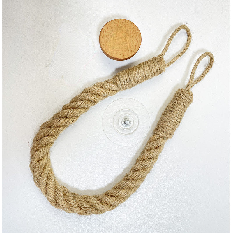 Boho Rope Toilet Paper Holder – Nail-Free Wall Mounted Handtowel Rack for Bathroom Storage & Decor