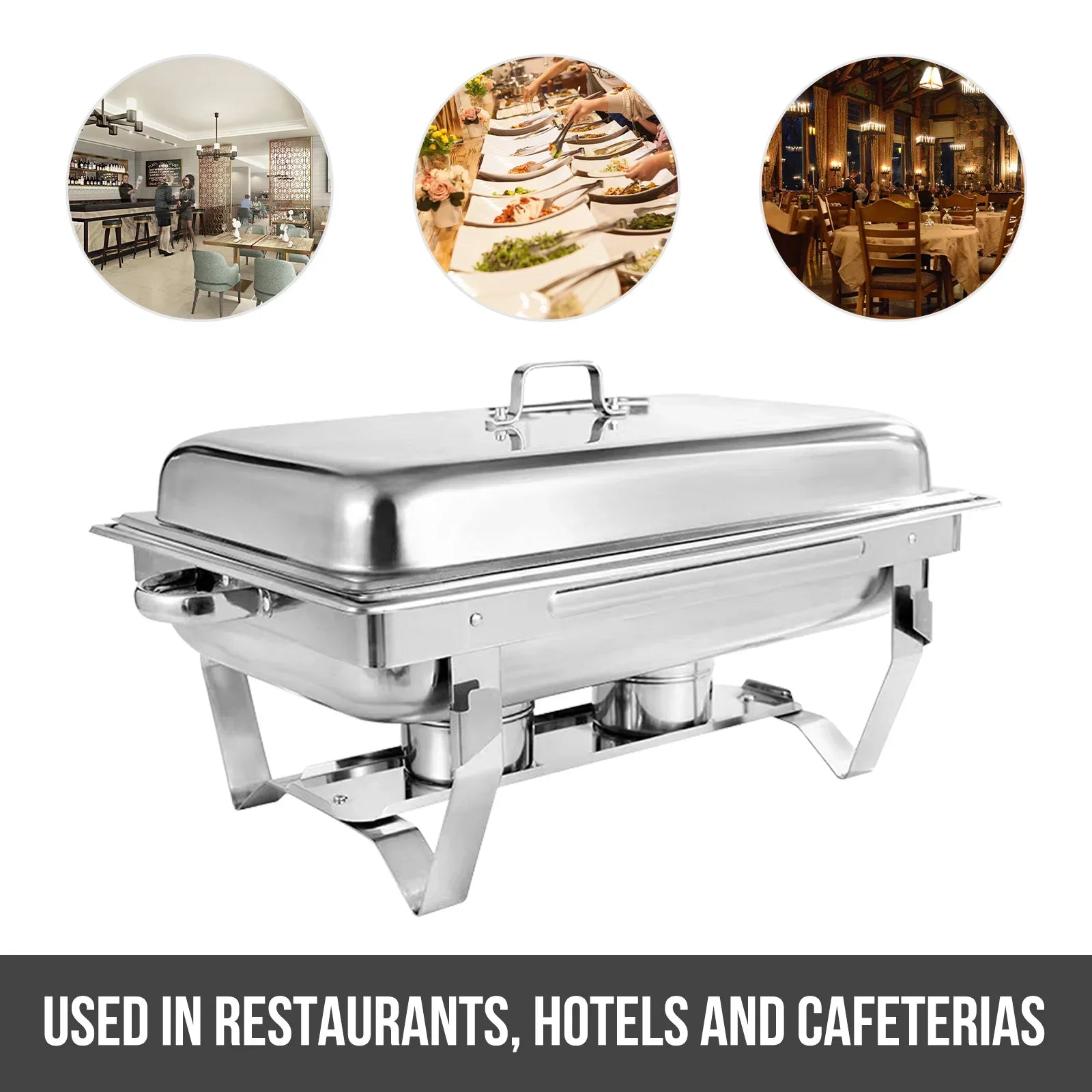 Chafing Dish Buffet Set 8QT Electric Stainless Steel 2/4/6Pack Full Size Pans Food Warmer Chafing Fuel Holder for Party Catering