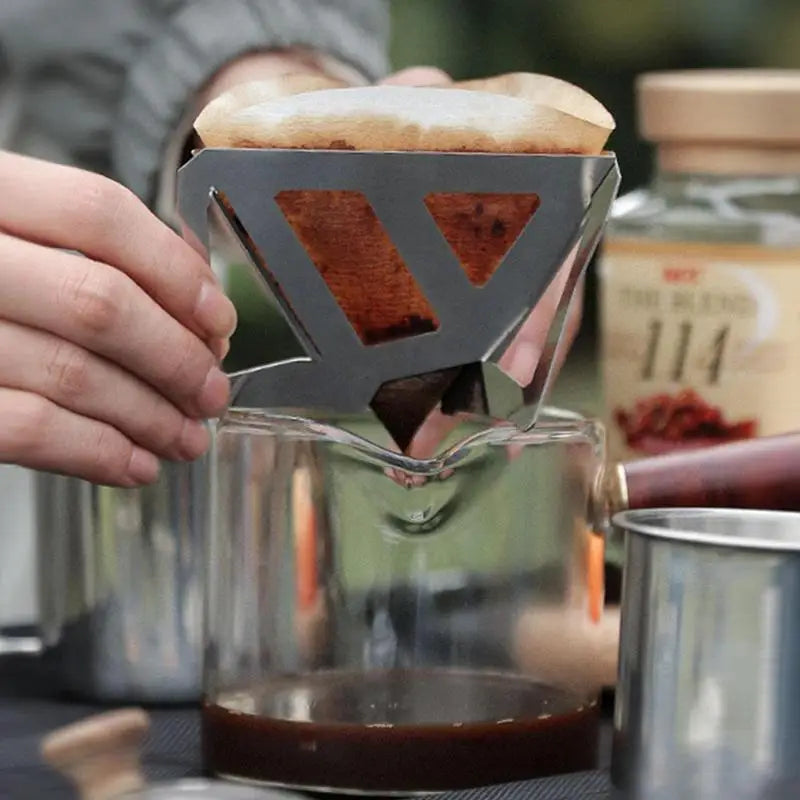Portable Foldable Stainless Steel Coffee Filter – Reusable Paperless Pour-Over Dripper, Easy-Clean Coffee Funnel & Travel Holder