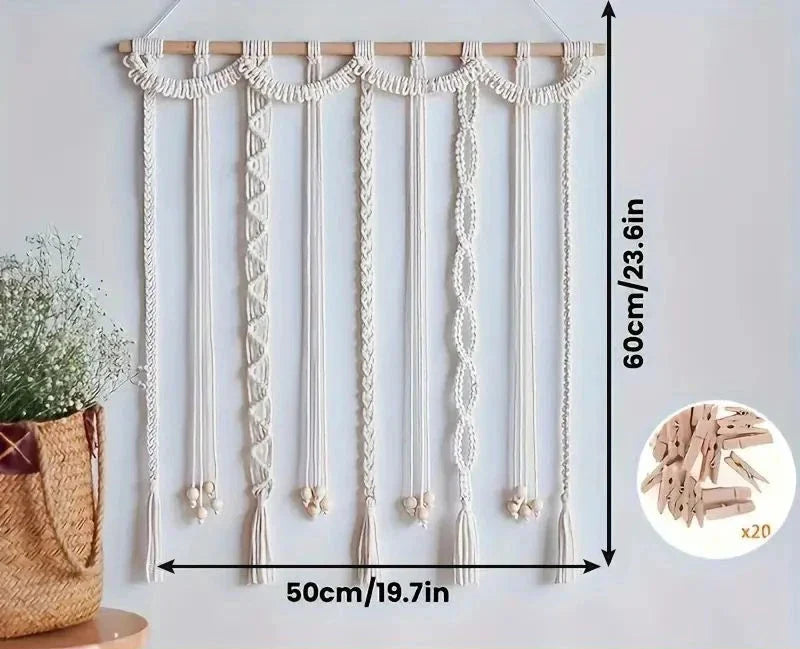 Boho Macrame Photo Display Wall Hanging