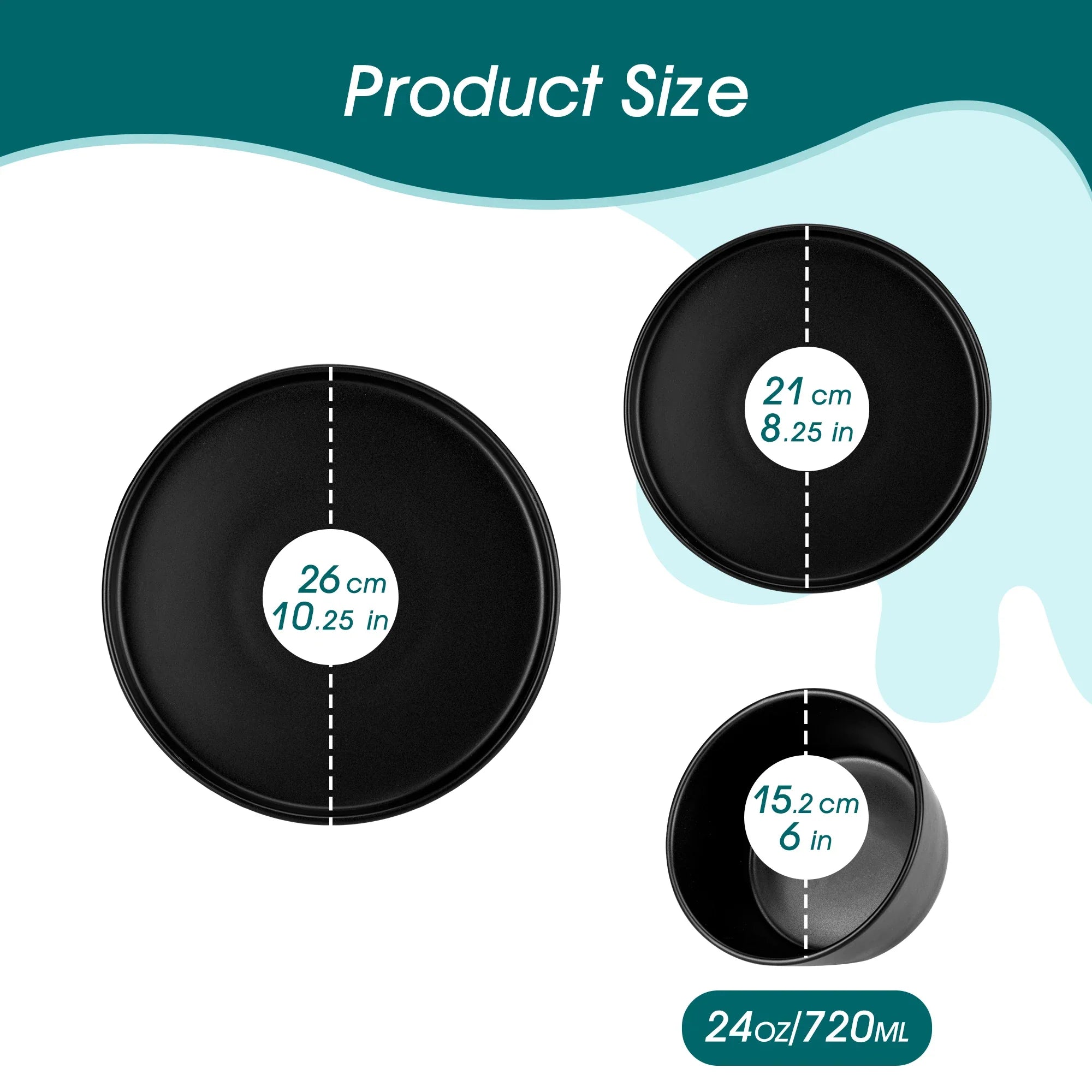 Vancasso 18/24 Piece PLAYB Ceramic Plate Set – Reactive Glaze Stoneware Dinnerware with Dinner, Dessert, and Cereal Bowls