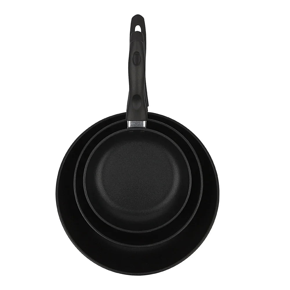 3Piece NonStick Aluminum Skillet Set Lightweight Skillets Dishwasher Safe Easy Cleanup CoolTouch Handles Versatile Cookware