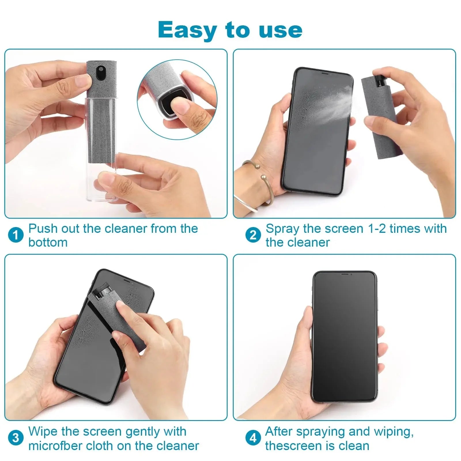 ✨ 2-in-1 Microfiber Screen Cleaner & Spray Bottle