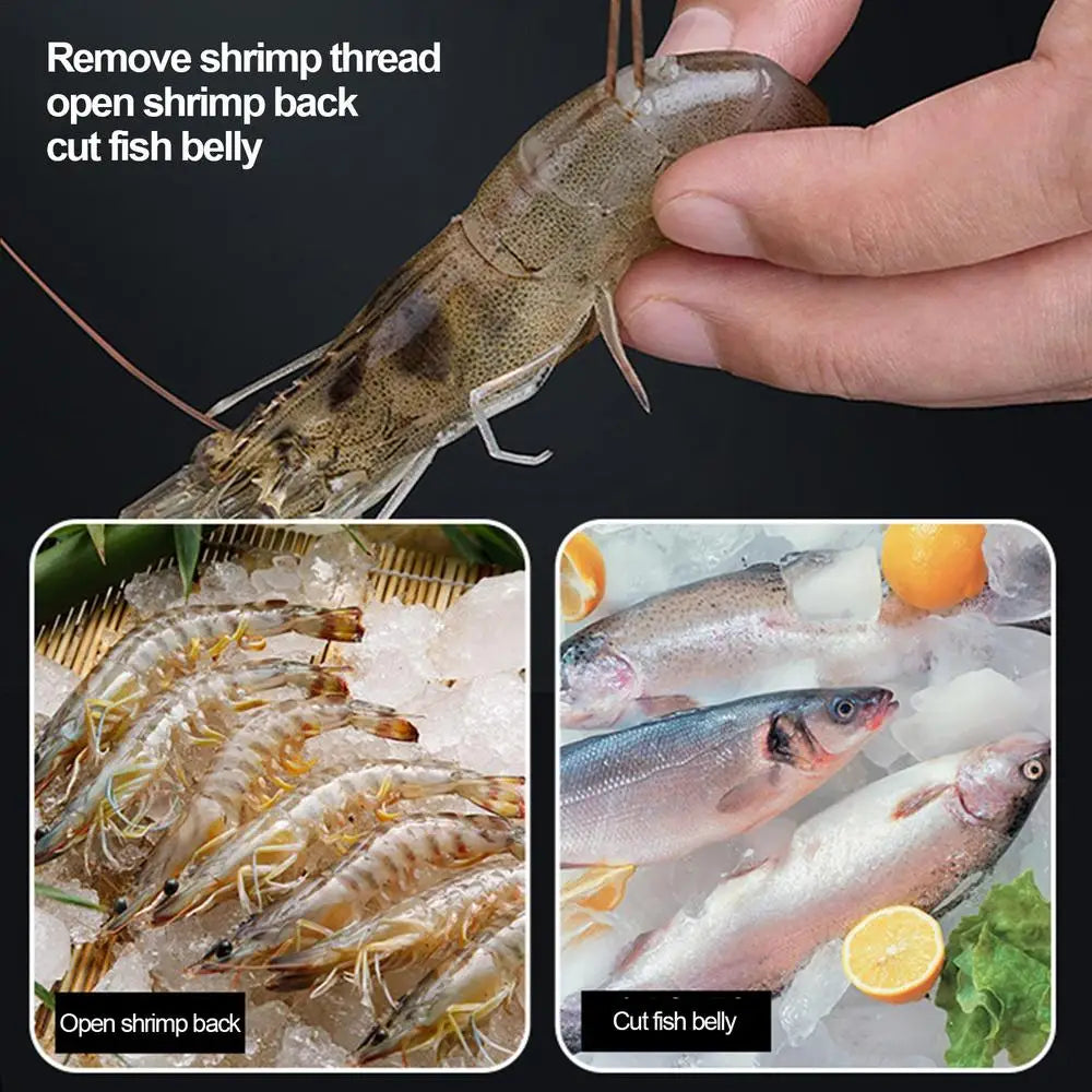 Fish Scale Remover & Shrimp Deveiner Tool – Stainless Steel Scaler Knife, Skin Brush & Kitchen Tweezers for Seafood Cleaning
