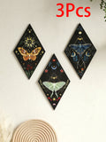 Butterfly & Moon Wooden Wall Art – Hand-Painted Nordic Boho Home Decor Accent
