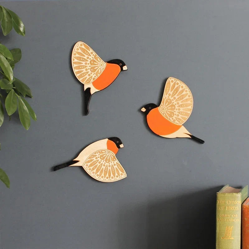 3-Piece Wooden Bird Wall Decor Set – Patterned Boho Home Decor for Indoors & Outdoors