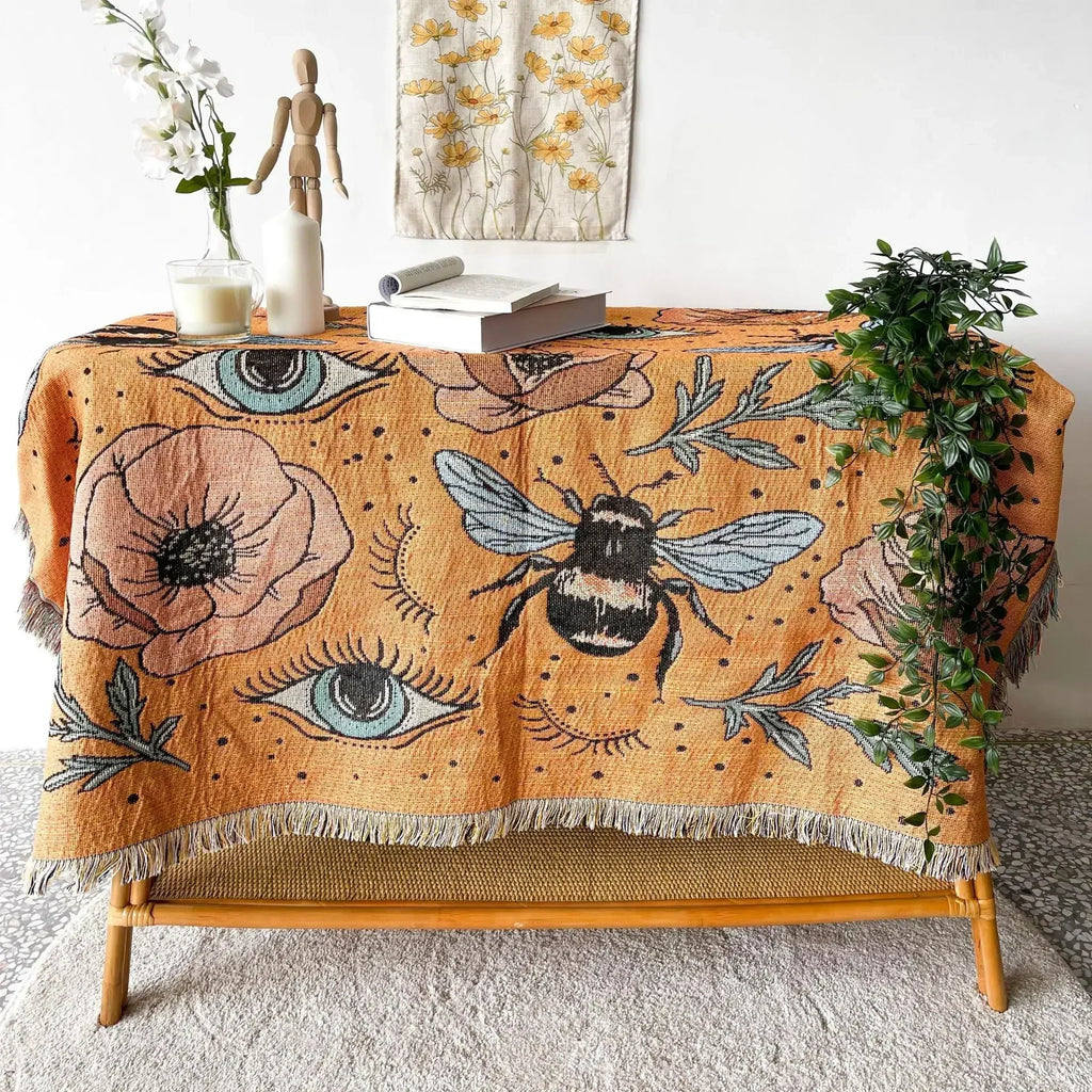 Boho Celestial & Nature-Inspired Woven Throw Blanket