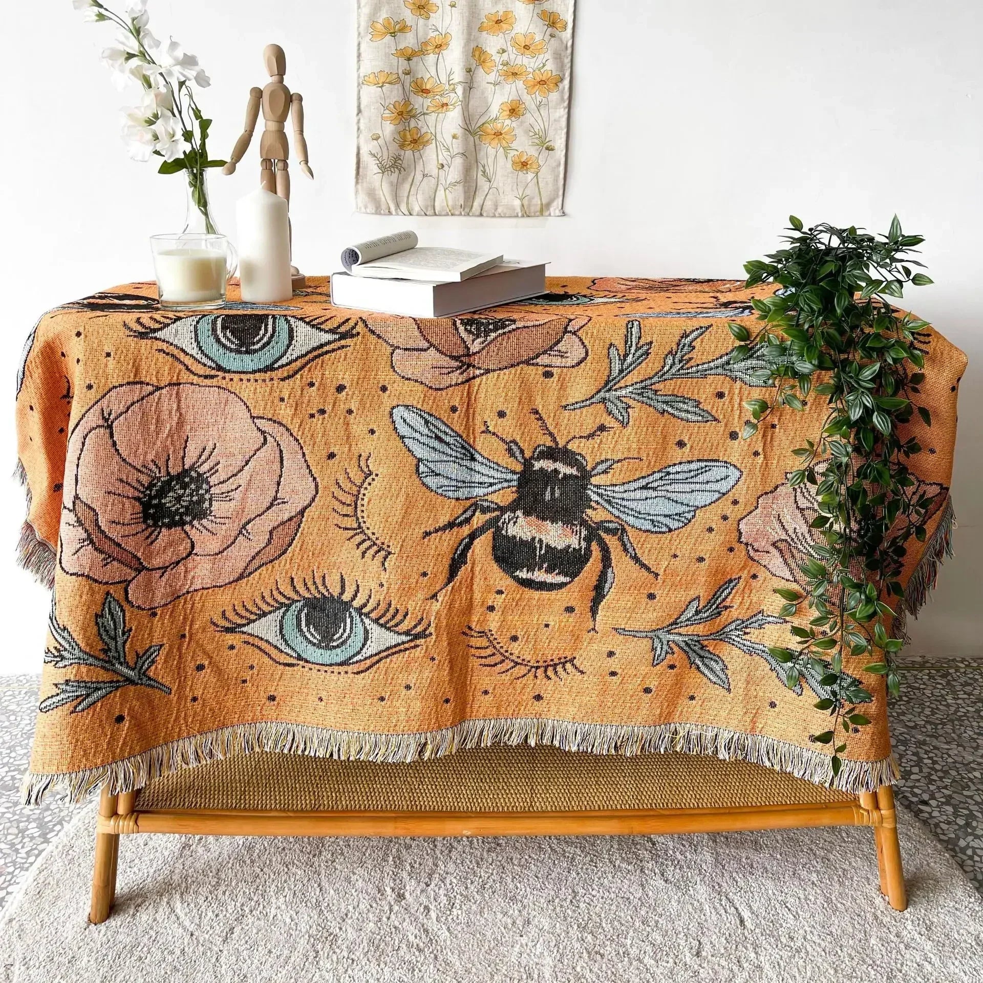 Boho Celestial & Nature-Inspired Woven Throw Blanket