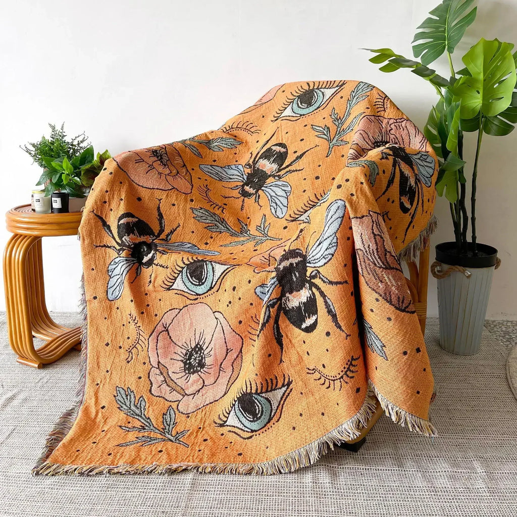 Boho Celestial & Nature-Inspired Woven Throw Blanket