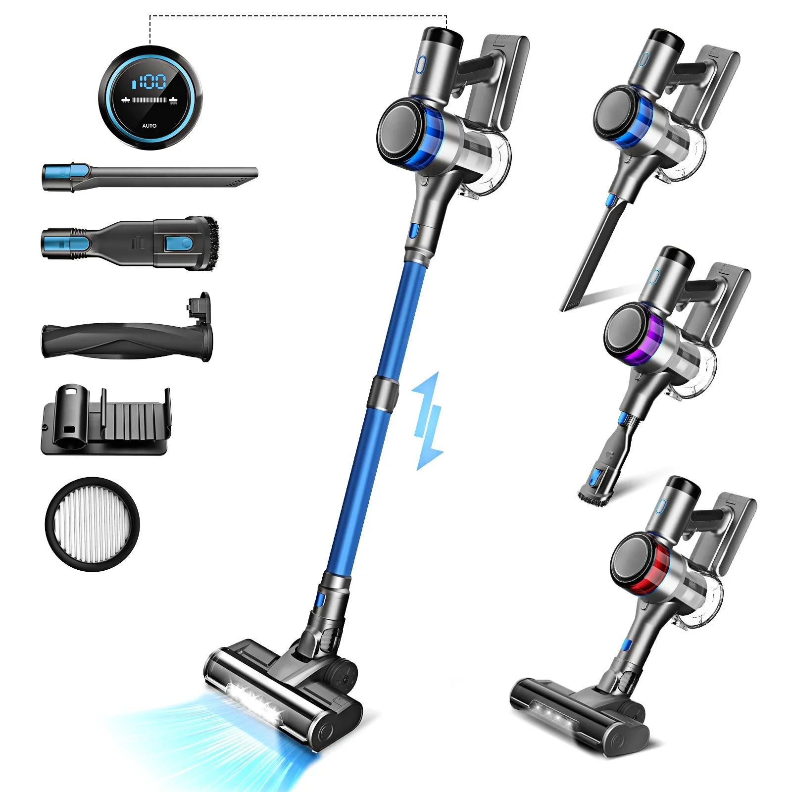 🧹 Powerful 45 kPa Cordless Stick Vacuum – Smart Cleaning