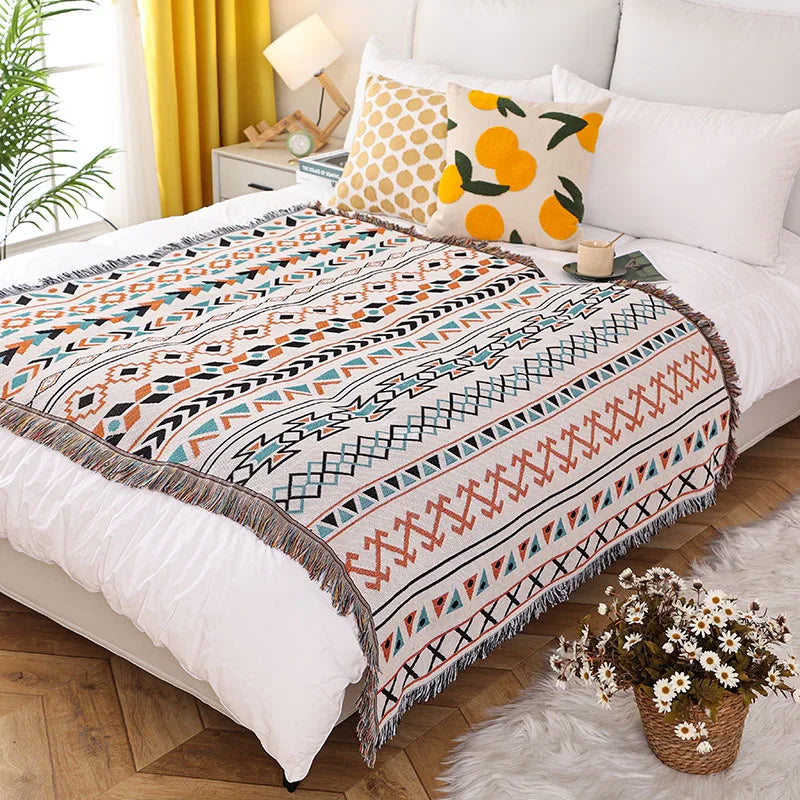 Boho Tassel Throw Blanket