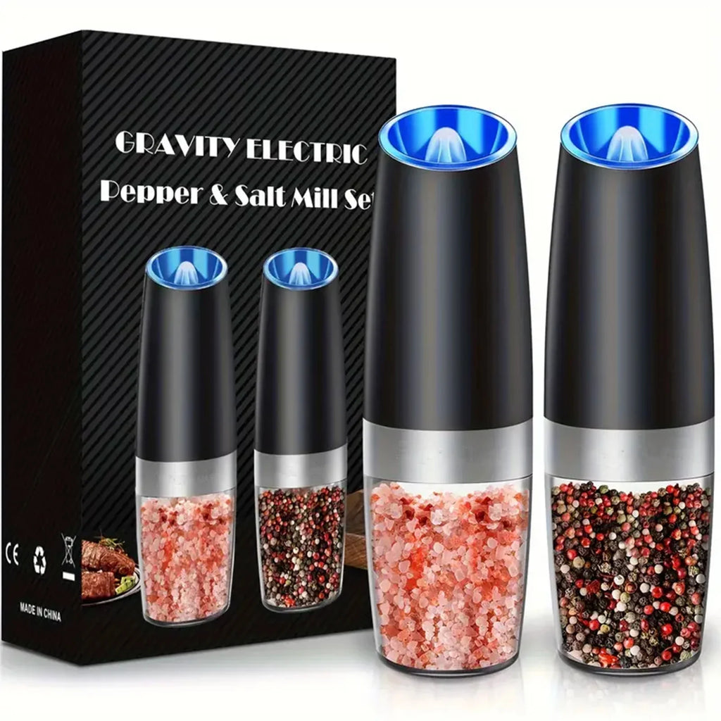 Gravity Electric Salt & Pepper Mill – Automatic Tilt-to-Grind Grinder, Battery Powered with Adjustable Coarseness & Upgraded Large Capacity