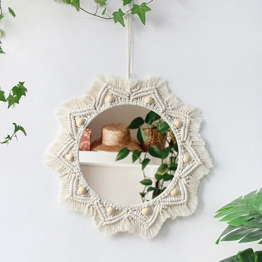 Circular Boho Macrame Wall Mirror