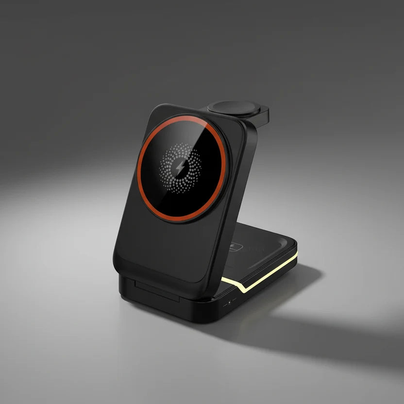 ⚡ 3-in-1 Magnetic Foldable Wireless Charger – MagSafe Travel Charging Stand