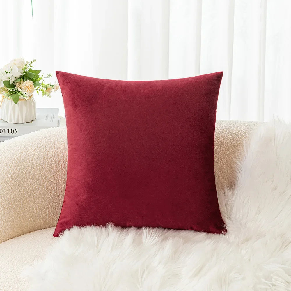 Velvet Pillowcase Sofa Cushion Cover – Solid Color Throw Pillow Case for Living Room