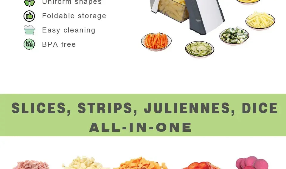 Manual Slicer Multifunction Adjustable Mandoline – Vegetable, Fruit, Potato Chopper Cutter