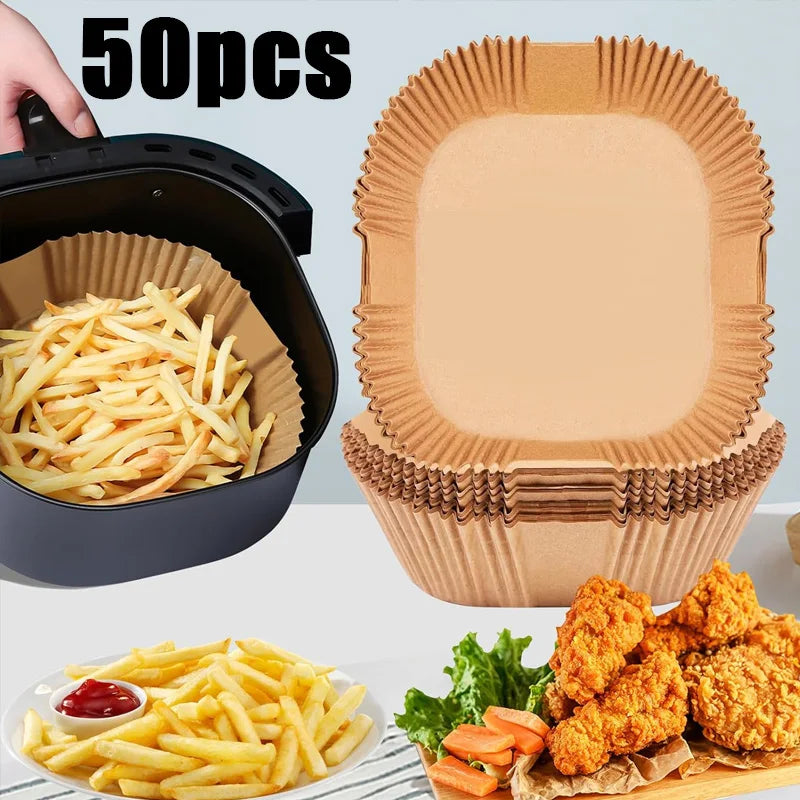Air Fryer Liner & Steamer/Baking Paper – Silicone-Coated, Plant-Oil Layer, Oil-Resistant Non-Stick Sheets for Home Kitchens & Bakeries