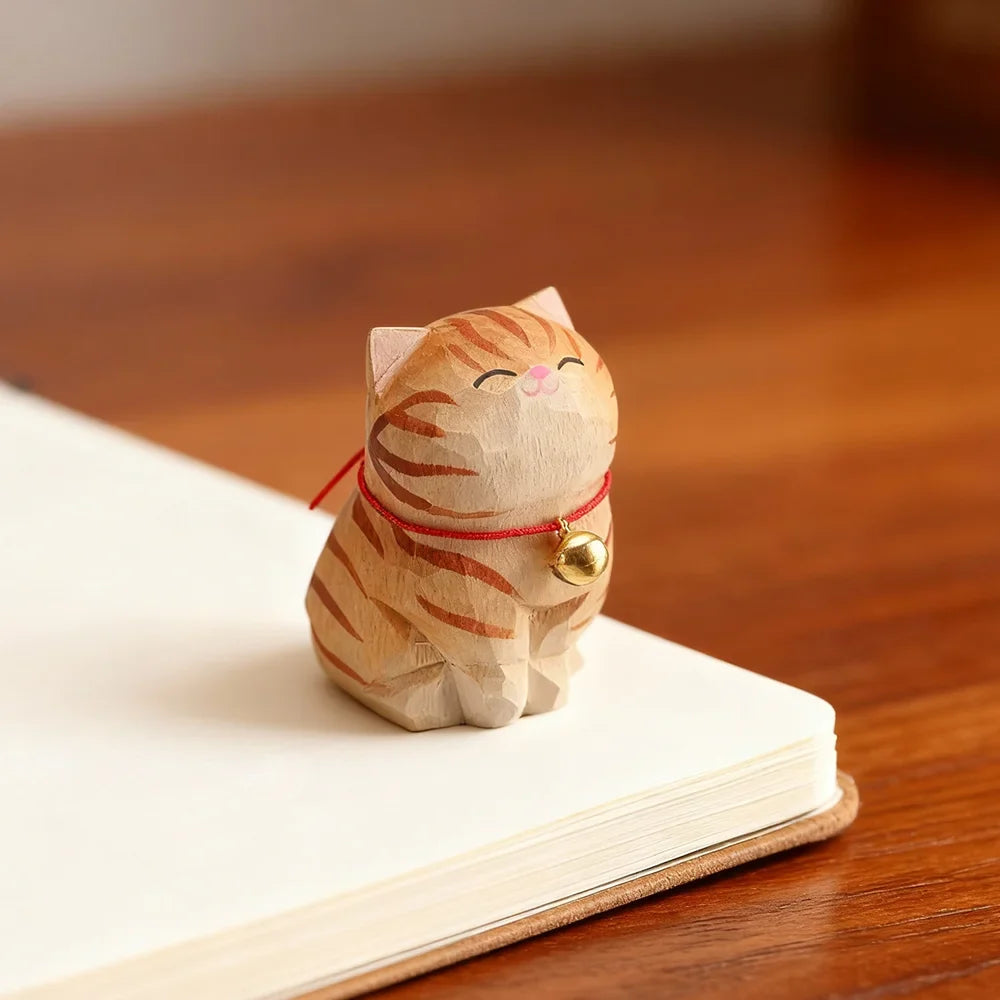 Hand-Carved Wooden Kitten