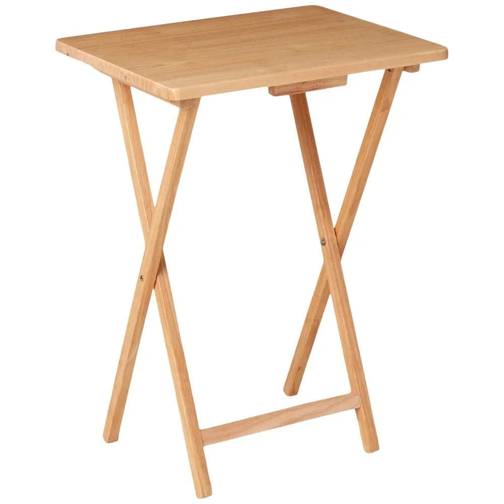 Indoor Folding TV Tray Table Portable Lightweight Solid Rubberwood Space Saving Easy Storage No Assembly Required Compact Design