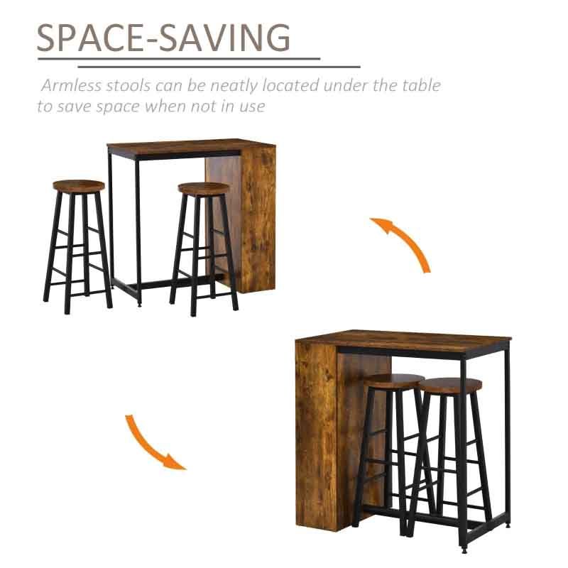 Industrial Style Dining Table with 2 Stools – Compact & Modern Dining Set UK