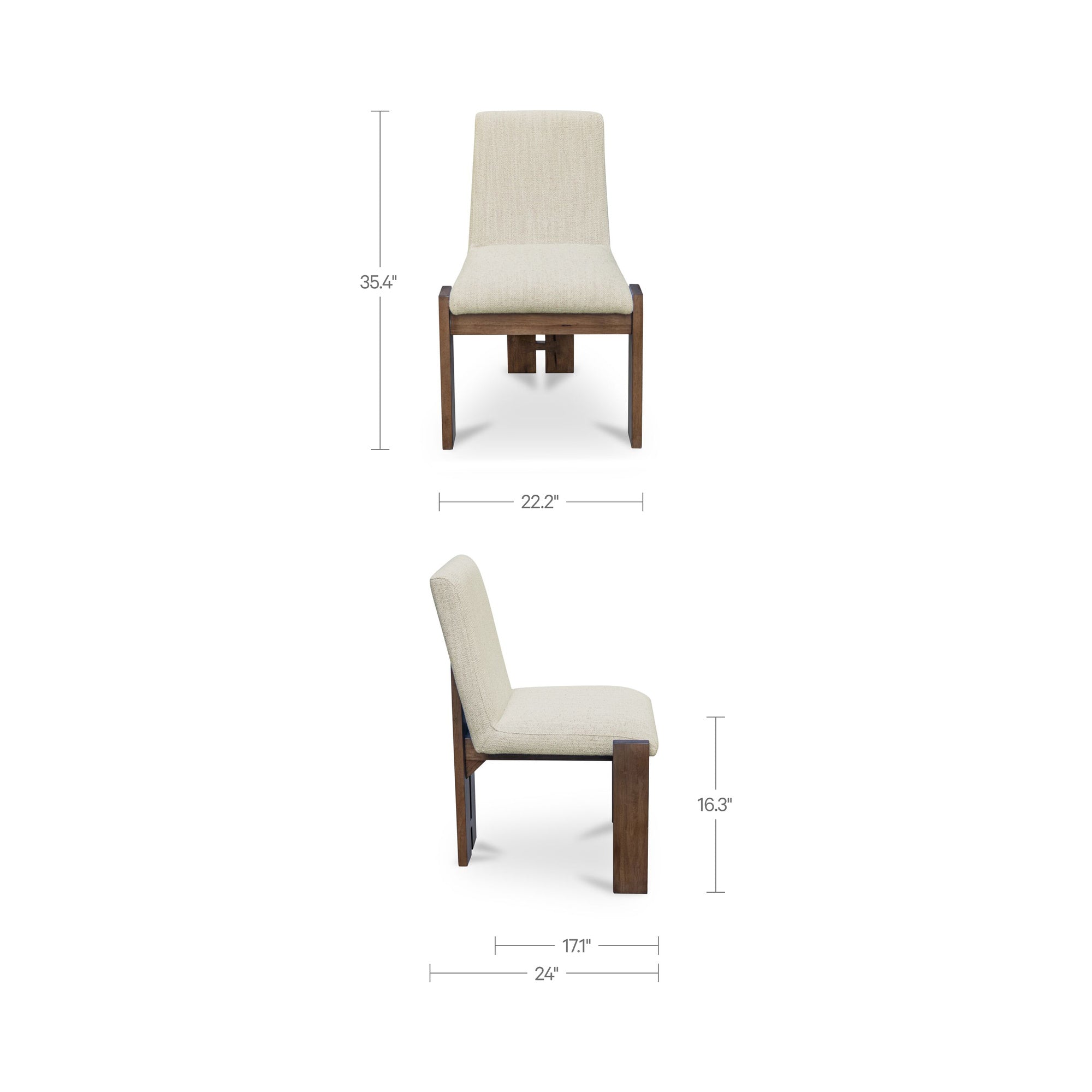 Moe's Home Mia Dining Chair Beige - Set of Two